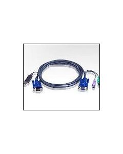 ATEN 2L-5506UP :: KVM кабел, HD15 F + 2x PS2 M -- HD15 M + USB type A M, 6.0 м