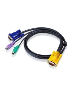 ATEN 2L-5206P :: KVM кабел, SPHD15 M -- 2x PS2 M + HD15 M, 6.0 м