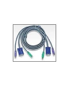 ATEN 2L-1006P-C :: KVM кабел, HD15 M + 2x PS2 M -- HD15 F + 2x PS2 M, 6.0 м