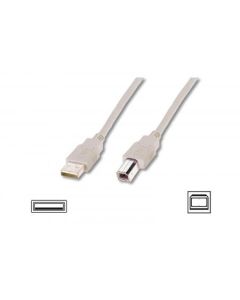 DIGITUS AK-300105-050-E :: USB 2.0 кабел, Type A - B, 5.0 м, бежов
