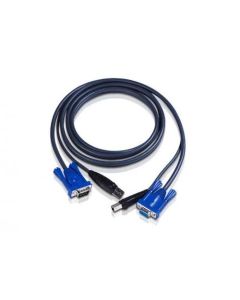 ATEN 2L-5002U :: KVM кабел, HD15 M + USB A type M -- HD15 F + USB type B M, 1.8 м