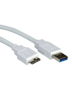 VALUE 11.99.8873 :: USB 3.0 кабел, USB Type A - Micro B, M-M, 0.8 м, бял