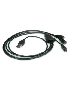 ROLINE 11.02.8306 :: ROLINE USB 2.0 Charging кабел, 1x Type A - 3x Micro B, M-M, 0.8 м