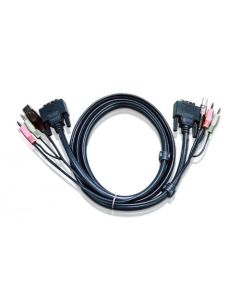 ATEN 2L-7D02U :: DVI KVM кабел, Single Link, DVI-D M + USB type A M + 2 Audio plugs -- DVI-D M + USB type B M + 2 Audio plugs, 1.8 м