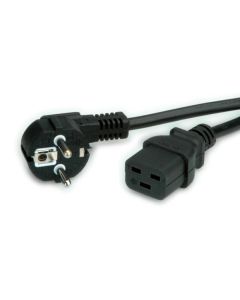 VALUE 19.99.1553 :: Захранващ кабел, Schuko, IEC320 - C19, 16A, черен, 3.0 м
