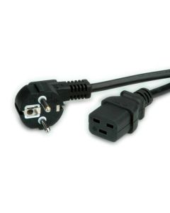 VALUE 19.99.1552 :: Захранващ кабел, Schuko, IEC320 - C19, 16A, черен, 2.0 м