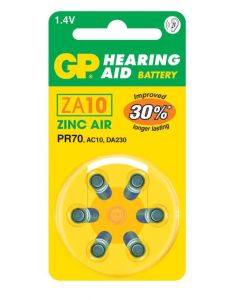 Батерия цинково въздушна GP ZA10 6 бр. бутонни за слухов апарат в блистер