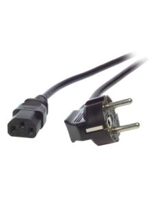 Захранващ кабел Шуко 90° към С13, черен, 0.75 mm2, 1 метър