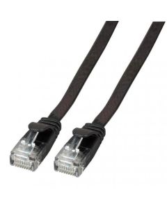 RJ45 Пач корда кат. 6а, U-UTP PVC, черна плоска, EFB - 15 метра