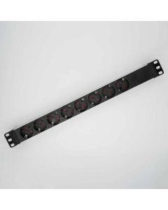 19“ 1U PDU AL 8 Schuko + 1C14 in back