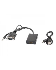 Lanberg adapter VGA (f) + audio 3.5mm jack -- HDMI (m)