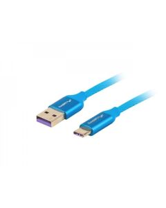 Lanberg USB-C(M) --  USB-A (M) 2.0 cable 1m, blue premium 5A