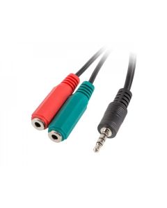 Lanberg mini jack 3.5mm (M) 4pin -- 2X mini jack 3.5mm (F) 3pin ADAPTER ON cable 20cm