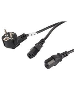 Lanberg CEE 7-7 -- 2X IEC 320 C13 power cord 2m VDE, black