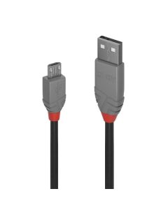 LINDY LNY-36730, USB 2.0, Anthra Line, Type A - Micro-B, M-M, черен, 0.2 м