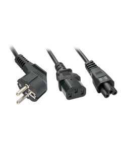 LINDY LNY-30047 :: Захранващ Y-образен кабел, 1 x Schuko към 1 x C13 и 1 x C5, 2.0 м