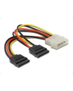 Кабел DeLock Power Molex 4 Pin мъжко към 2 x SATA 15 Pin, 16 cm