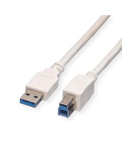 VALUE 11.99.8869 :: USB 3.2 Gen 1 кабел, A - B, M-M, бял, 0.8 м