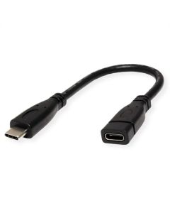 ROLINE 11.02.9015 :: USB 3.2 Gen 2 Type C кабел, C-C, M-F, черен, 0.15 м