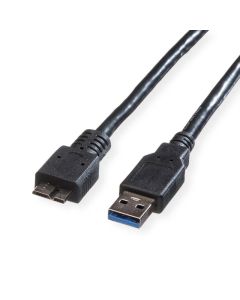 ROLINE 11.02.8877 :: USB 3.2 Gen 1 кабел, A - Micro B, M-M, черен, 3.0 м