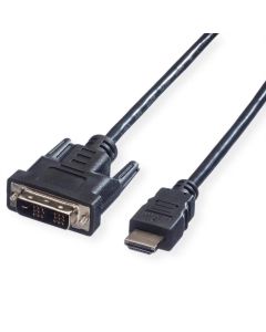 VALUE 11.99.5553 :: DVI кабел, DVI (18+1) - HDMI, M-M, черен, 10.0 м