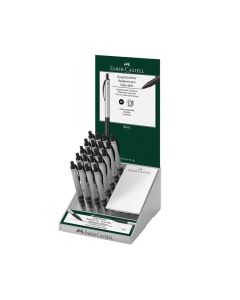 Faber-Castell Химикалка Basic Alu, автоматична, сребриста, 20 броя
