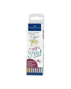 Faber-Castell Маркер Pitt Artist, Creative Studio, металик, 4 цвята