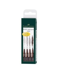 Faber-Castell Тънкописец Pitt Artist Pen, № 175, тъмна сепия, 4 броя (S, F, M, B)