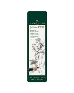 Faber-Castell Молив Castell 9000, чернографитен, 6 броя в метална кутия