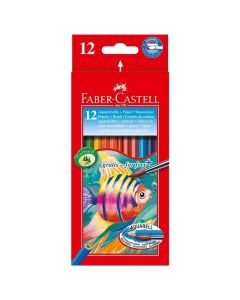 Faber-Castell Цветни моливи, 12 цвята, с включена четка