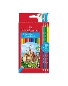 Faber-Castell Цветни моливи Замък, 12 + 6 цвята, с включена острилка
