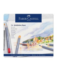Faber-Castell Акварелни моливи Goldfaber Aqua, 24 цвята, в метална кутия