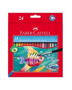 Faber-Castell Акварелни моливи, 24 цвята, с включена четка