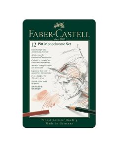 Faber-Castell Комплект моливи Pitt Monochrome, 12 броя в метална кутия