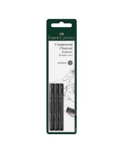 Faber-Castell Въглен Pitt, средна твърдост, 3 броя в блистер