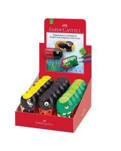 Faber-Castell Острилка, двойна, с гума, риба-калинка-орел, 18 броя в дисплей