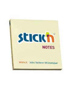 Stick'n Самозалепващи се листчета, 76 x 76 mm, пастелни, жълти, 100 листа