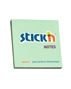 Stick'n Самозалепващи се листчета, 76 x 76 mm, пастелни, зелени, 100 листа