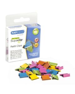 Rapesco Клипсове Supaclip, метални, за 40 листа, цветни, 50 броя