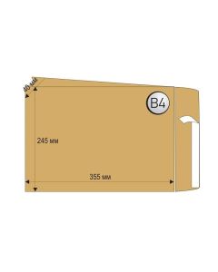 Top Office Пощенски плик, B4, 250 x 353 mm, хартиен, кафяв, 250 броя