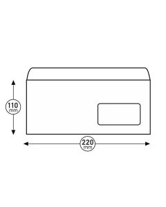 Top Office Пощенски плик, DL, 110 x 220 mm, хартиен, бял, 1000 броя