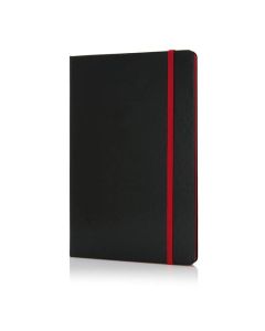 XD Тефтер Deluxe, А5, 80 листа, офсетова хартия, с червен ластик, черен