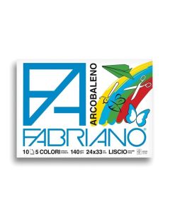 Fabriano Скицник за рисуване Arcobaleno, 24 x 33 cm, 140 g-m2, цветни листове, 10 листа