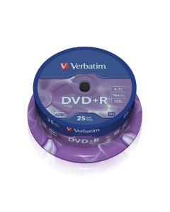 DVD+R Verbatim, 4.7 GB, 16x, AZO покритие, 25 броя в шпиндел