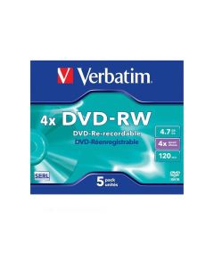 DVD-R VerbatimW, презаписваем, 4.7 GB, 4x, в кутия
