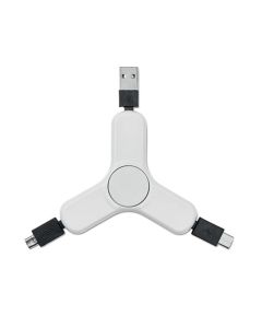 Преходник Spincable, USB, micro USB, Type C, бял