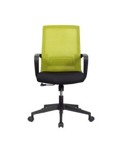 Офис стол RFG Smart W, дамаска и меш, Tilt механизъм, до 120 kg, черна седалка, зелена облегалка