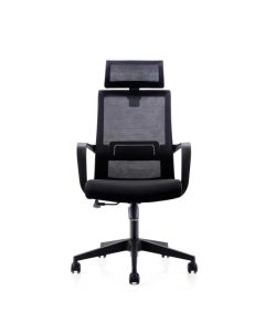 Директорски стол RFG Smart HB, дамаска и меш, Tilt механизъм, до 120 kg, черна седалка, черна облегалка