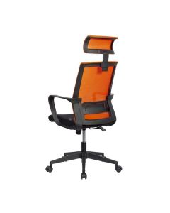 Директорски стол RFG Smart HB, дамаска и меш, Tilt механизъм, до 120 kg, черна седалка, оранжева облегалка