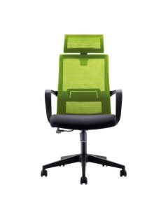 Директорски стол RFG Smart HB, дамаска и меш, Tilt механизъм, до 120 kg, черна седалка, зелена облегалка